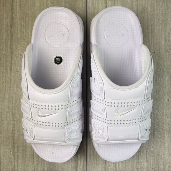 NEW Nike Air More Uptempo White Slides Shoes Sandals fd9884-101 Men’s Size 9 - Picture 6 of 10
